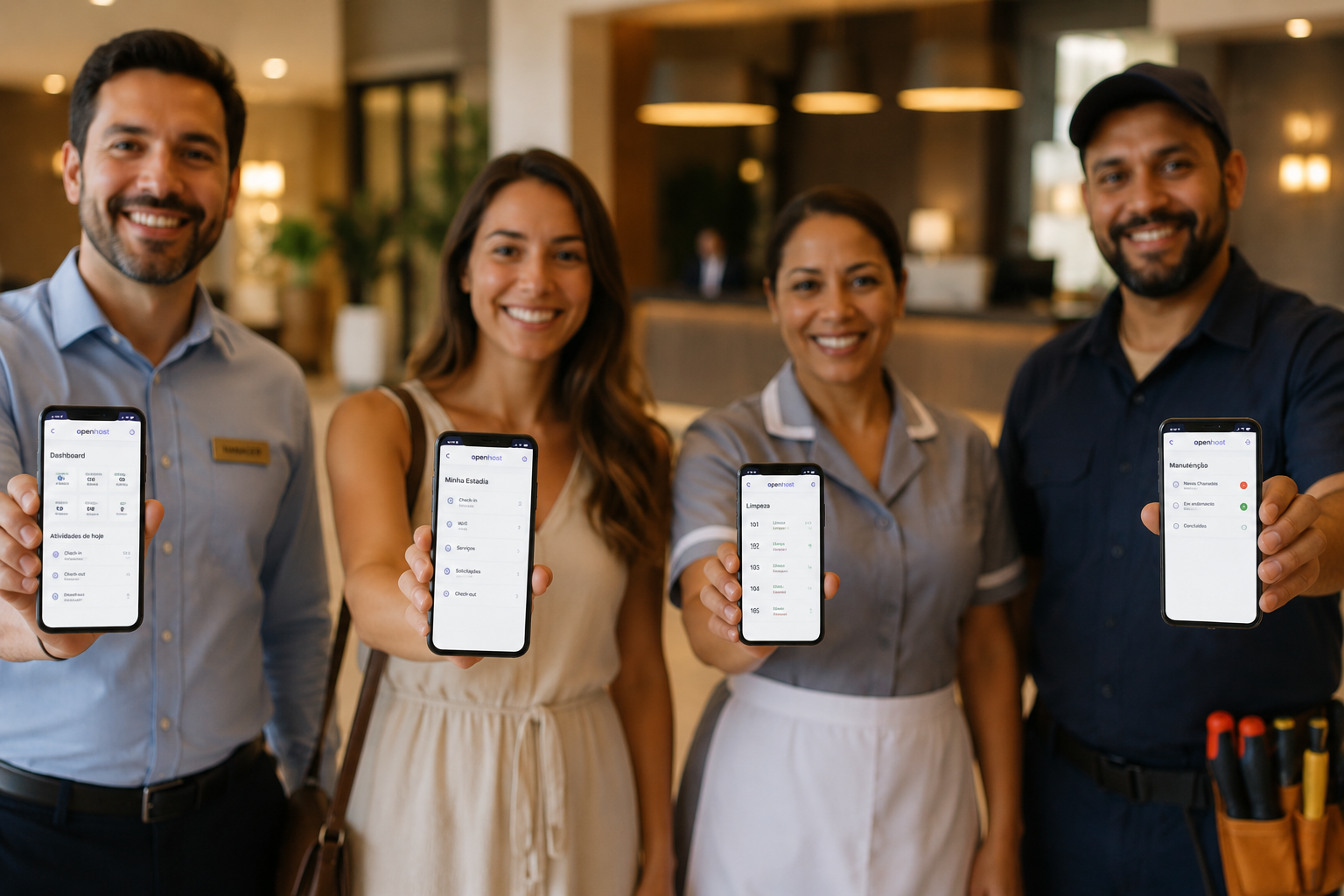 Hotel team using OpenHost on their phones